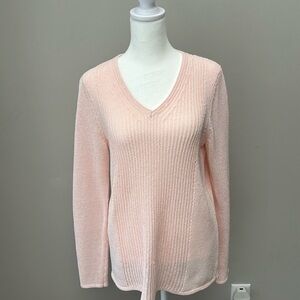J. McLaughlin pale pink ( almost peach) open work cotton/poly sweater.